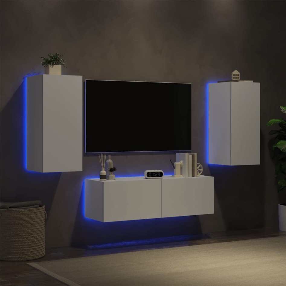 Muebles de TV de pared con luces LED 3 piezas
