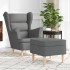 Sillón con taburete reposapiés tela gris