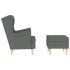 Sillón con taburete reposapiés tela gris