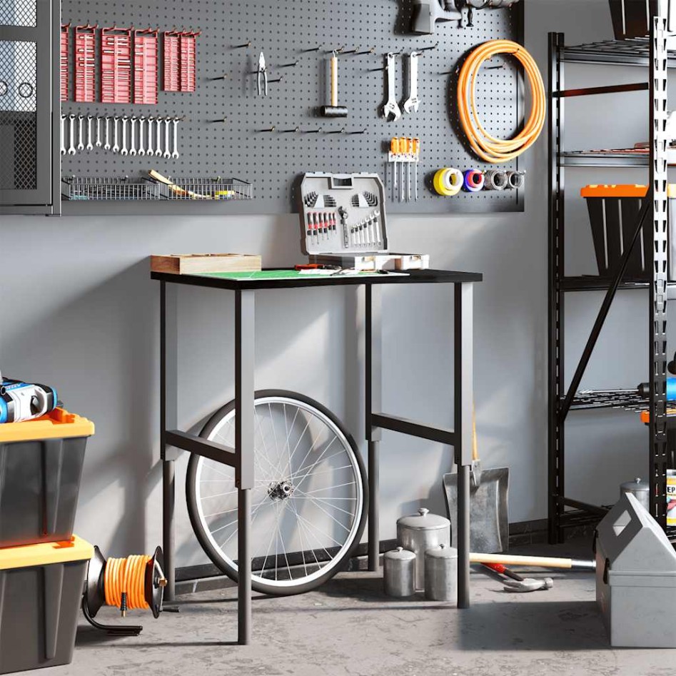 Banco de trabajo madera roble marrón oscuro 80x60x(71,5-98)