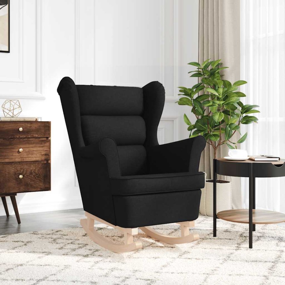 Silla mecedora de tela negro 74x90x102