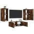 Muebles de TV de pared con luces LED 3 piezas roble