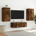 Muebles de TV de pared con luces LED 3 piezas roble