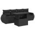 Set de muebles de jardín 5 pzas y cojines ratán sintético