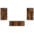 Muebles de TV de pared con luces LED 3 piezas roble