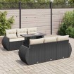 Set de sofás de jardín 7 pzas con cojines ratán sintético negro