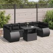 Set de sofás de jardín y cojines 8 piezas ratán sintético negro