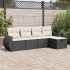 Set de muebles de jardín 5 pzas y cojines ratán sintético