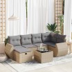 Set sofás de jardín 7 piezas y cojines ratán sintético beige