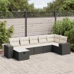 Set de sofás de jardín 7 pzas con cojines ratán sintético negro