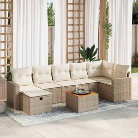 Set de sofás de jardín y cojines 8 piezas ratán sintético