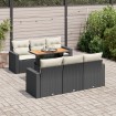 Set de sofás de jardín 7 pzas con cojines ratán sintético negro