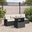 Set de muebles de jardín 5 pzas y cojines ratán sintético negro