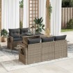 Set de muebles de jardín 6 pzas y cojines ratán sintético gris