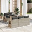 Set de sofás de jardín 6 pzas y cojines ratán sintético gris