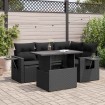 Set de muebles de jardín 5 pzas y cojines ratán sintético negro