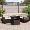 Set sofás de jardín 6 piezas y cojines ratán sintético marrón