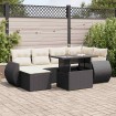 Set de sofás de jardín 7 pzas con cojines ratán sintético negro