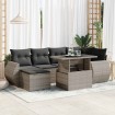 Set de sofás de jardín 7 pzas con cojines ratán sintético gris
