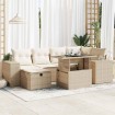 Set de sofás de jardín y cojines 8 piezas ratán sintético beige
