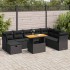 Set sofás jardín y cojines 9 pzas ratán sintético acacia