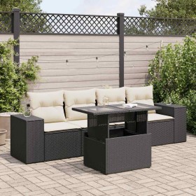 Set de muebles de jardín 5 pzas y cojines ratán sintético