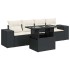 Set de muebles de jardín 5 pzas y cojines ratán sintético