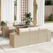 Juego de sofás jardín con cojines 6 pzas ratán sintético beige