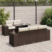 Set sofás de jardín 6 piezas y cojines ratán sintético marrón
