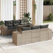 Set de sofás de jardín 7 pzas con cojines ratán sintético gris