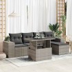 Set de muebles de jardín 6 pzas y cojines ratán sintético gris