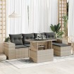 Set de sofás de jardín 6 pzas y cojines ratán sintético gris