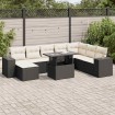 Set de sofás de jardín con cojines 9 pzas ratán sintético negro