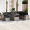 Set de sofás de jardín con cojines 9 pzas ratán sintético gris