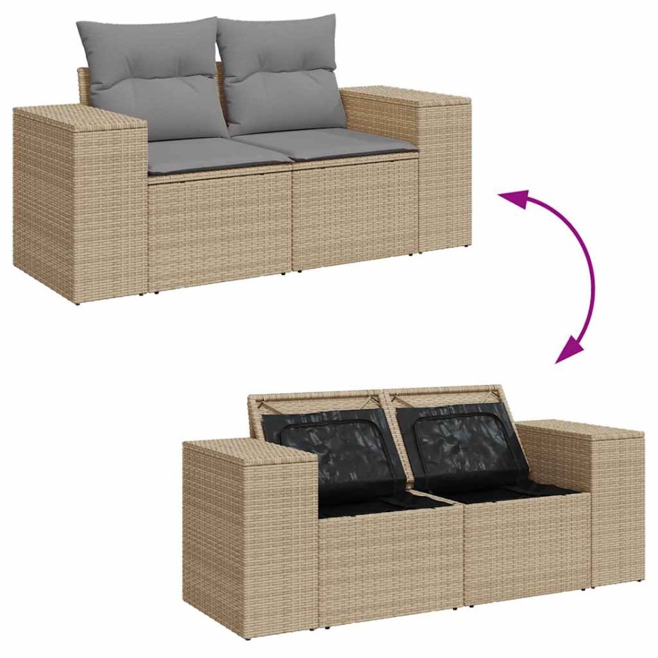 Set sofás de jardín 7 piezas y cojines ratán sintético