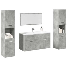 Juego muebles de baño 4 pzas madera contrachapada gris