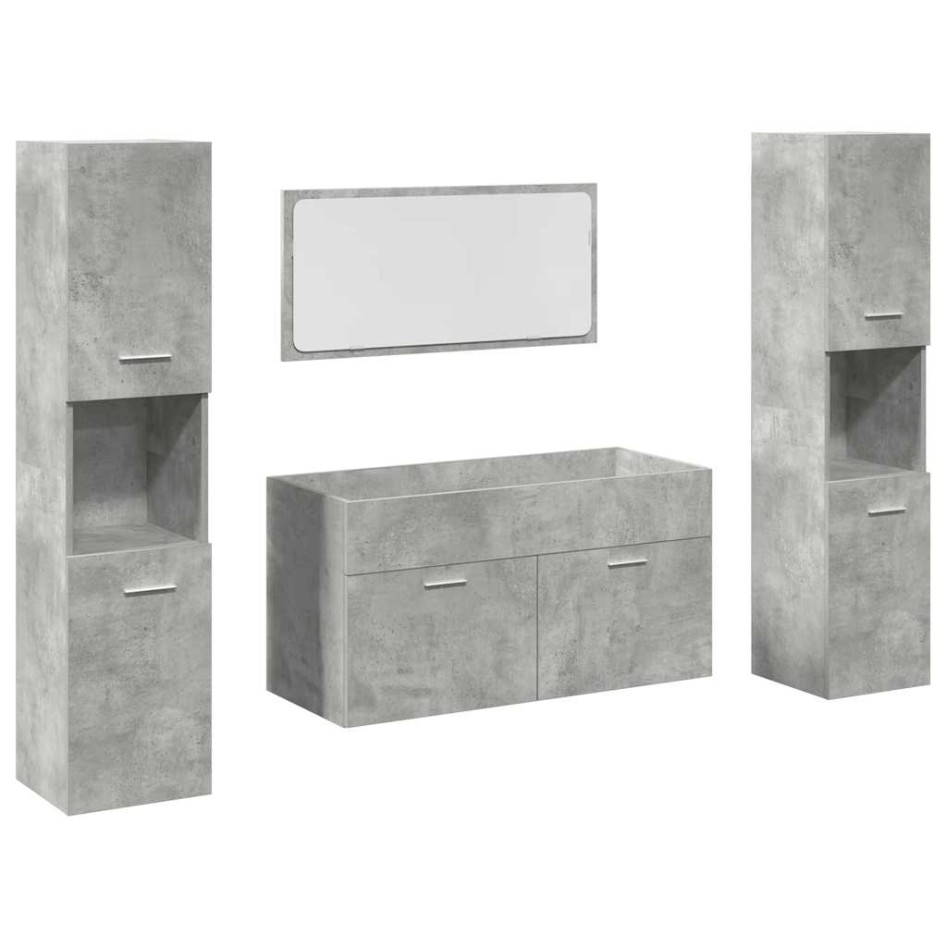 Juego muebles de baño 4 pzas madera contrachapada gris