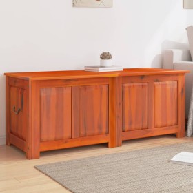 Baúl de almacenamiento con tapa madera maciza de acacia