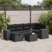 Set de sofás de jardín 7 pzas con cojines ratán sintético negro