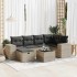 Set de sofás de jardín 7 pzas con cojines ratán PE gris