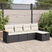 Set de muebles de jardín 5 pzas y cojines ratán sintético negro