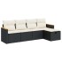 Set de muebles de jardín 5 pzas y cojines ratán sintético