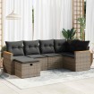 Set de muebles de jardín 6 pzas y cojines ratán sintético gris