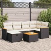 Set de sofás de jardín 7 pzas con cojines ratán sintético negro