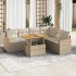 Set sofás jardín y cojines 7 pzas ratán sintético acacia