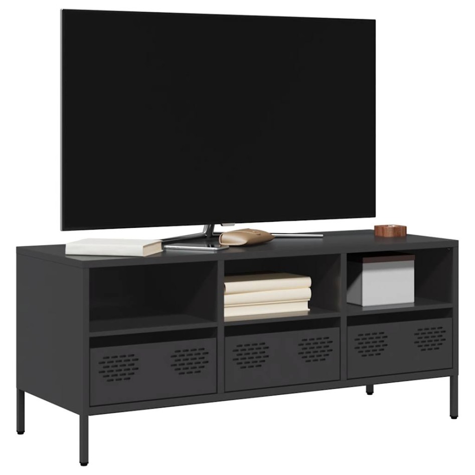 Mueble para TV acero laminado en frío negro 101,5x39x43,5