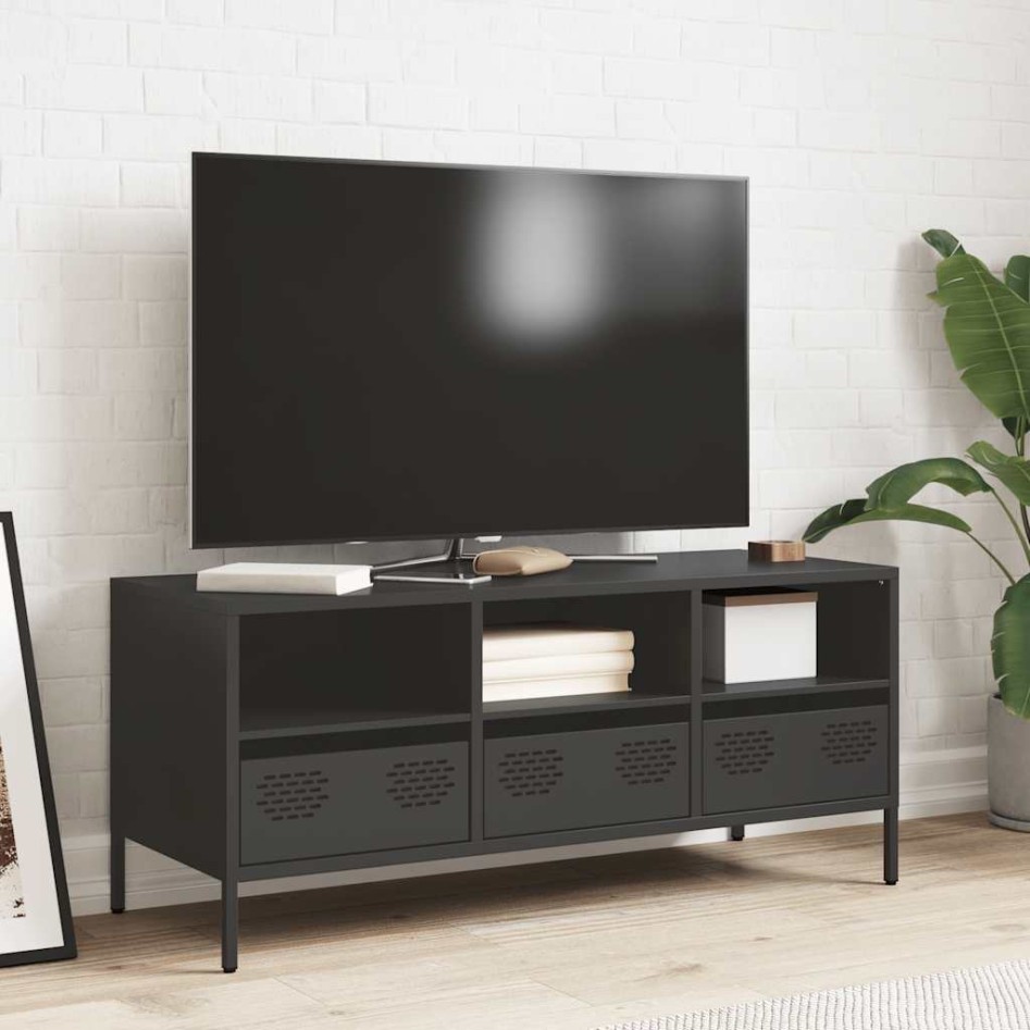 Mueble para TV acero laminado en frío negro 101,5x39x43,5