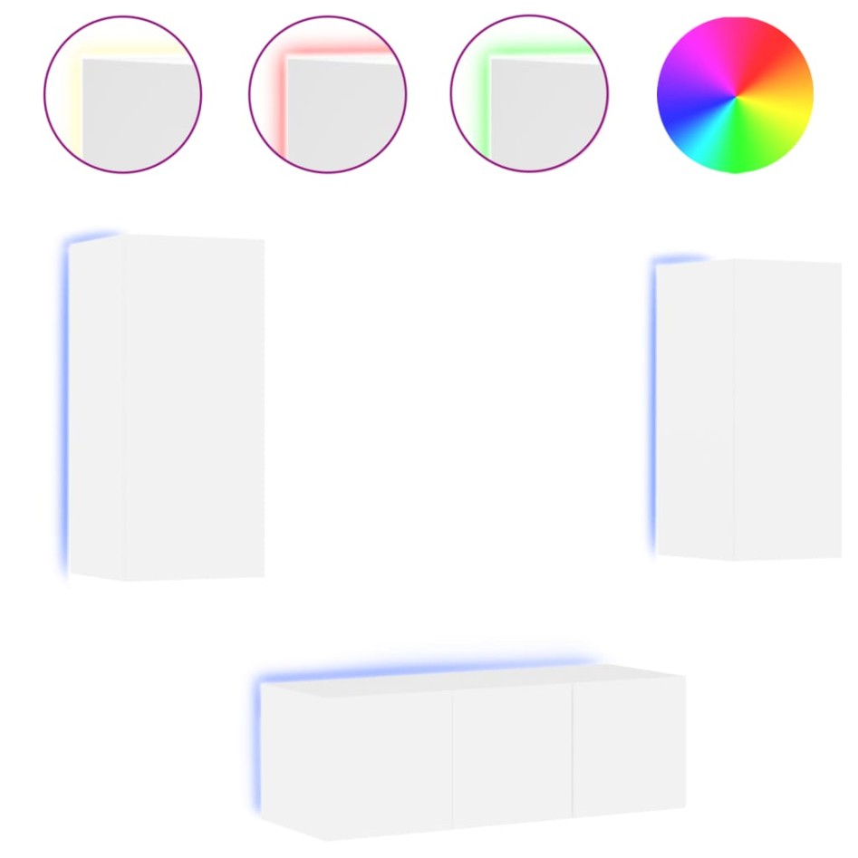 Muebles de TV de pared con LED 4 pzas madera ingeniería