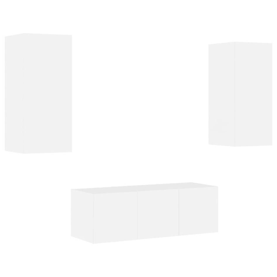 Muebles de TV de pared con LED 4 pzas madera ingeniería