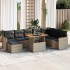 Set sofás jardín y cojines 9 pzas ratán sintético acacia